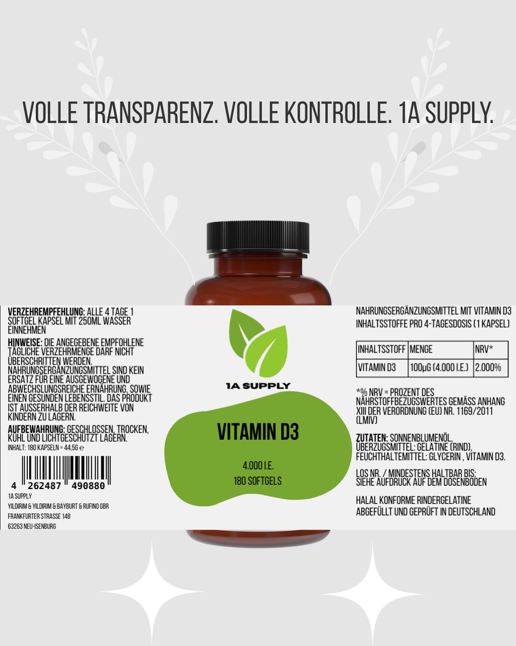 Vitamin D3 4.000 IE - 1A Supply