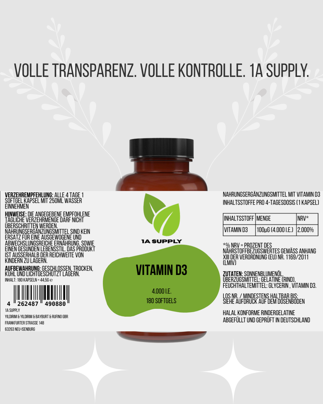 Vitamin D3 4.000 IE - 1A Supply