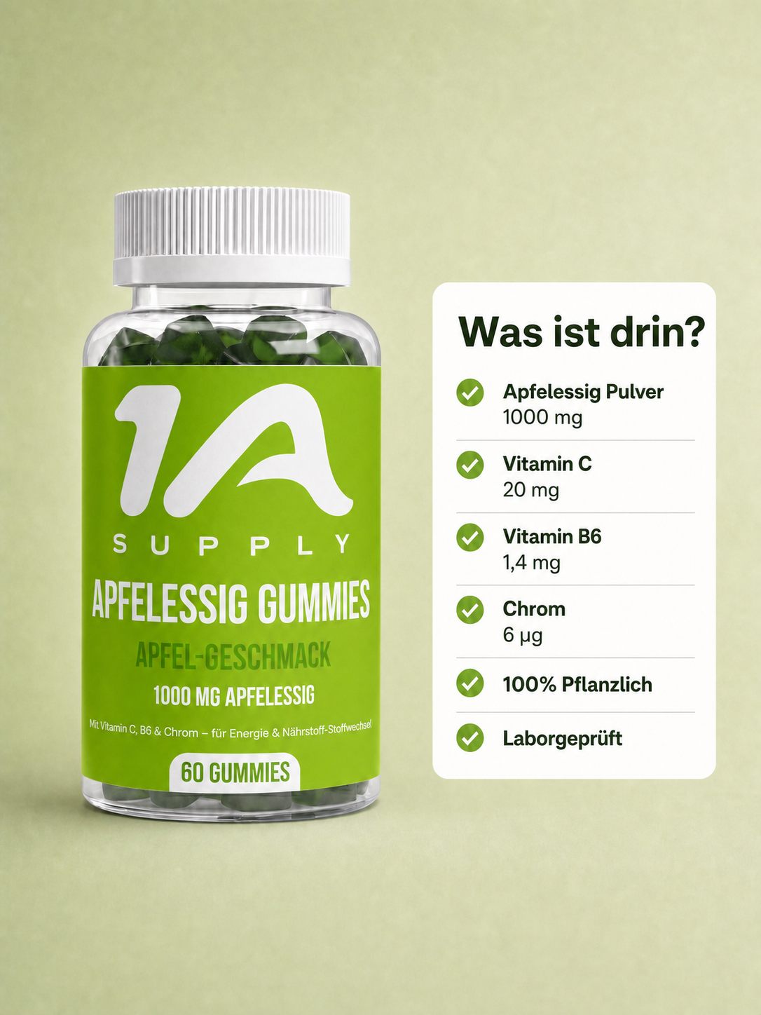 Apfelessig + C + B6 + Chrom Gummies