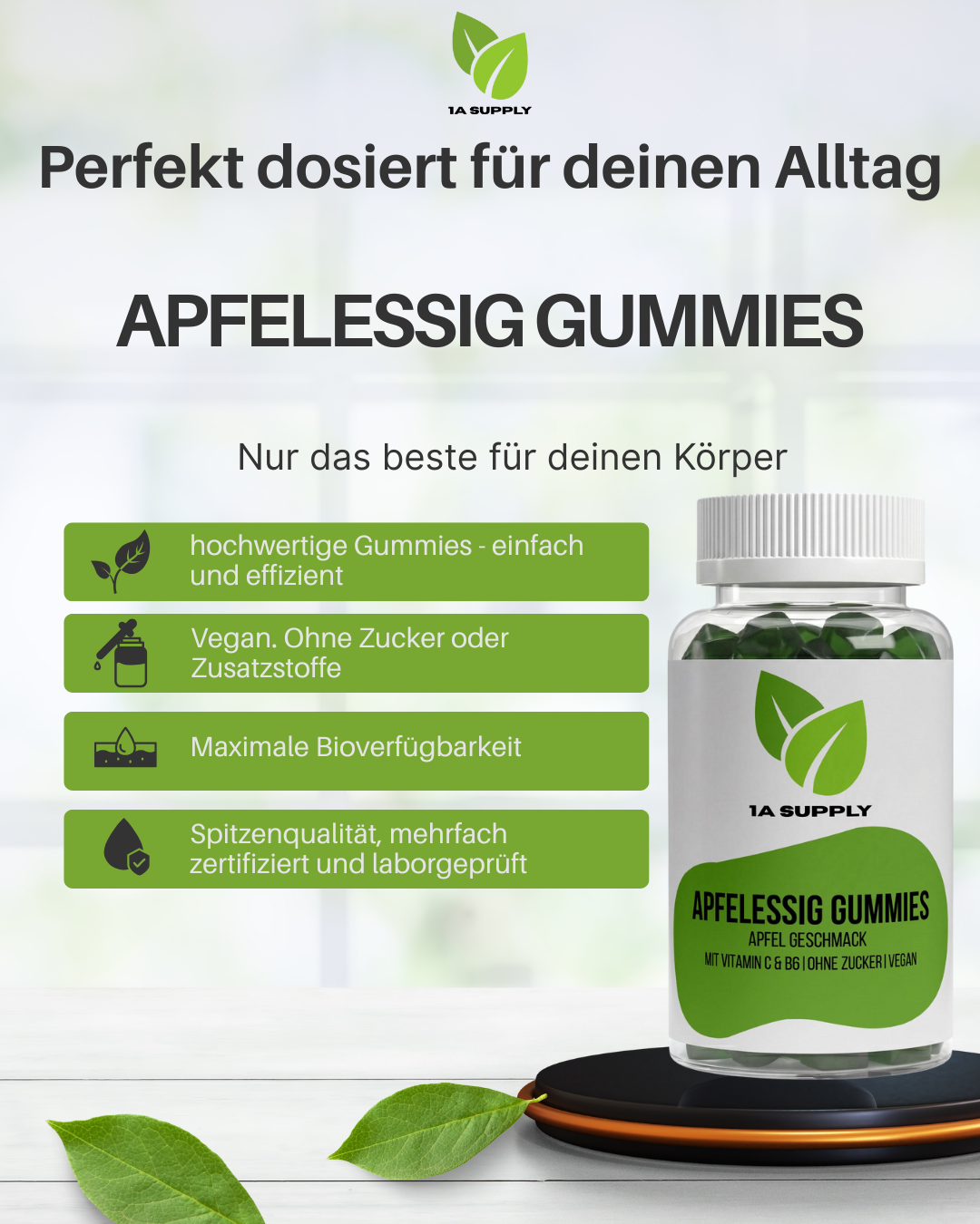 Apfelessig + C + B6 + Chrom Gummies - 60 Stk