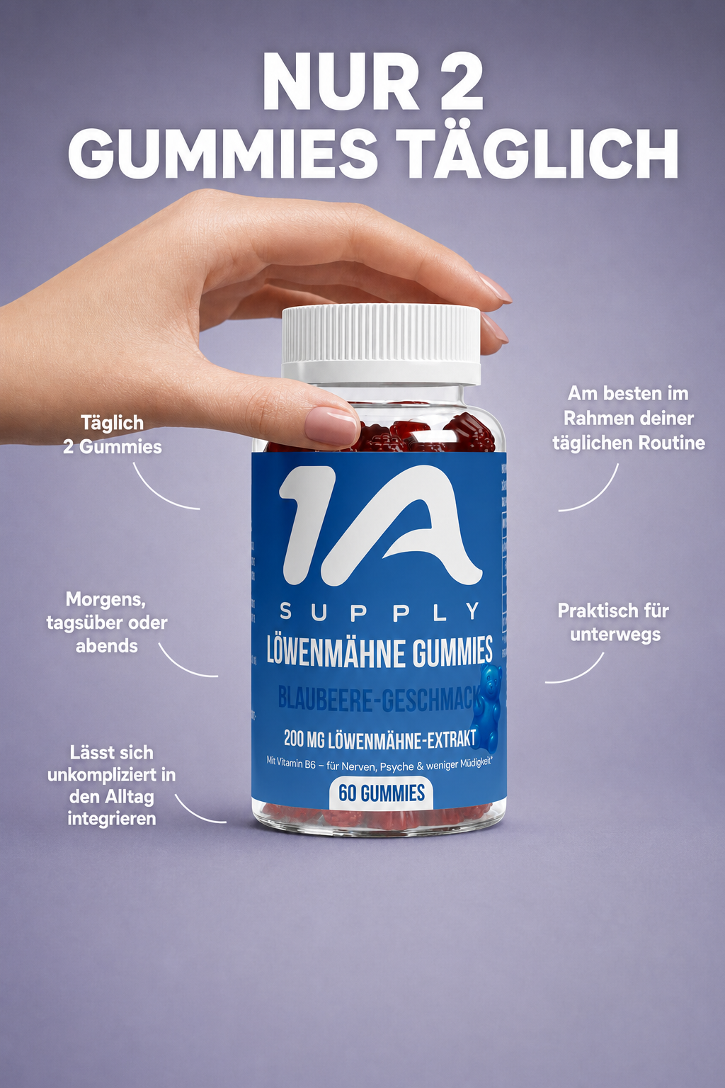 Löwenmähne + Vitamin B6 Gummies