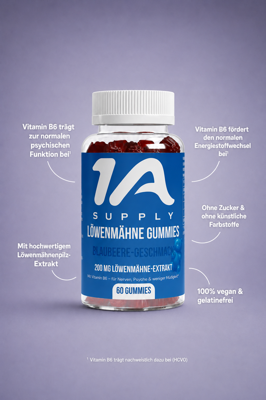 Löwenmähne + Vitamin B6 Gummies