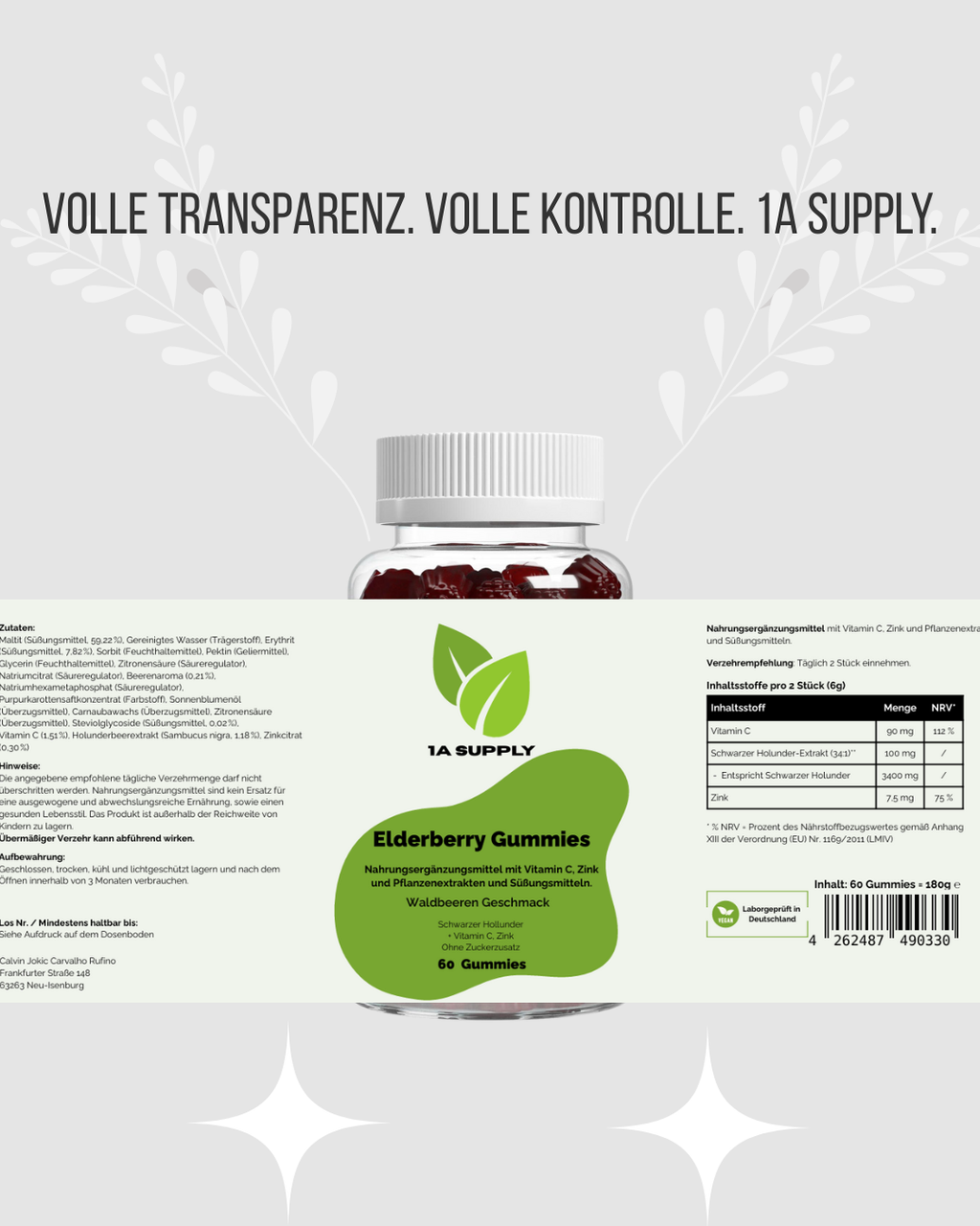 Elderberry + Vitamin C + Zink Gummies - 1A Supply