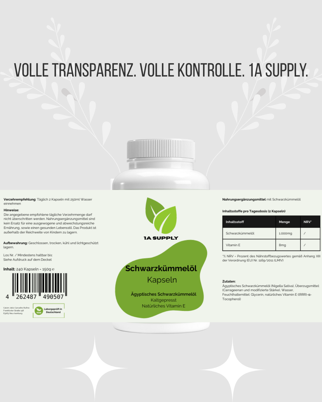 Ägyptisches Schwarzkümmelöl - 1A Supply