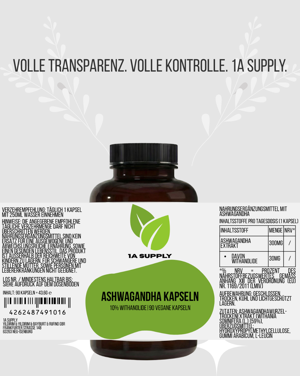 Ashwagandha Kapseln - 1A Supply