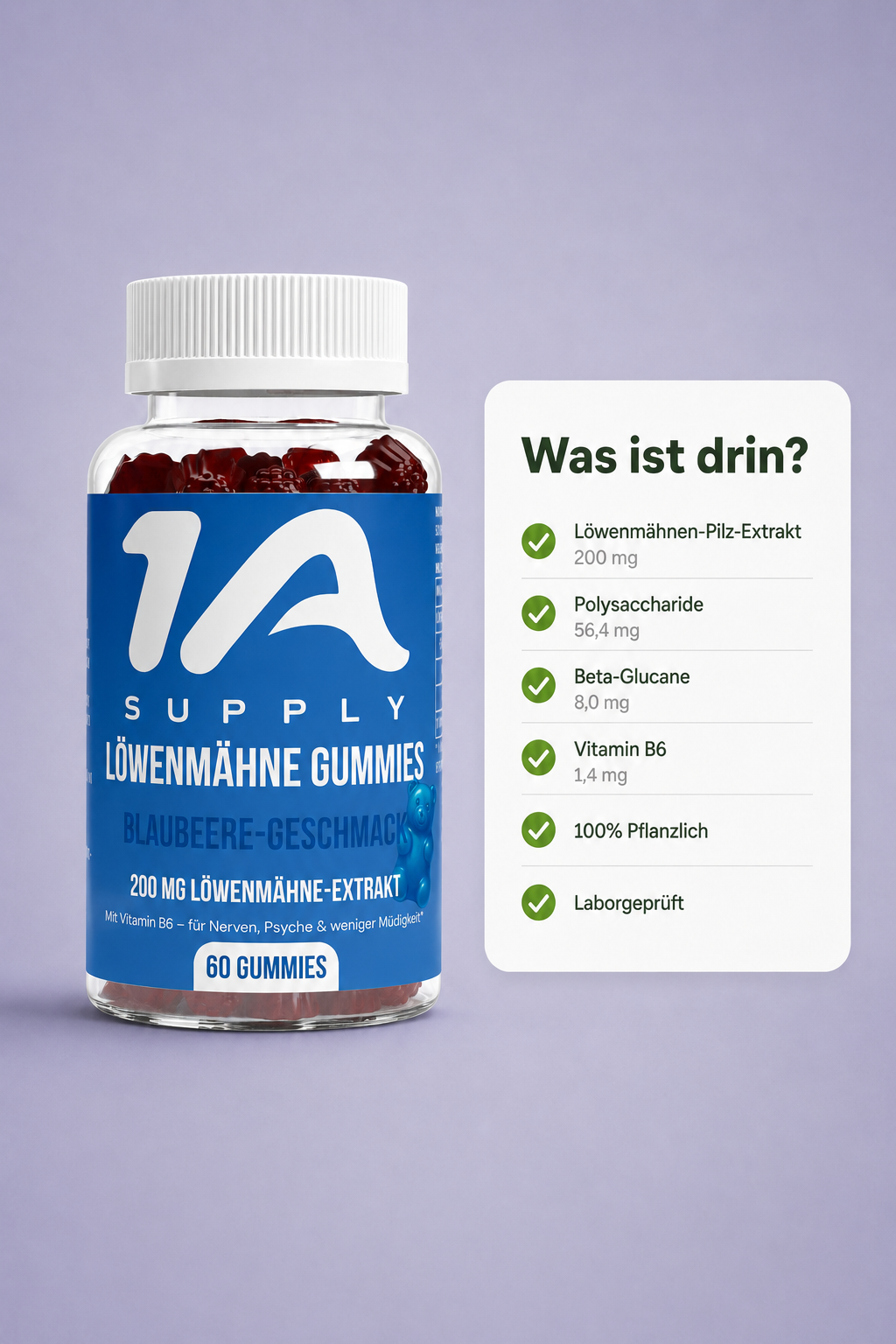 Löwenmähne + Vitamin B6 Gummies