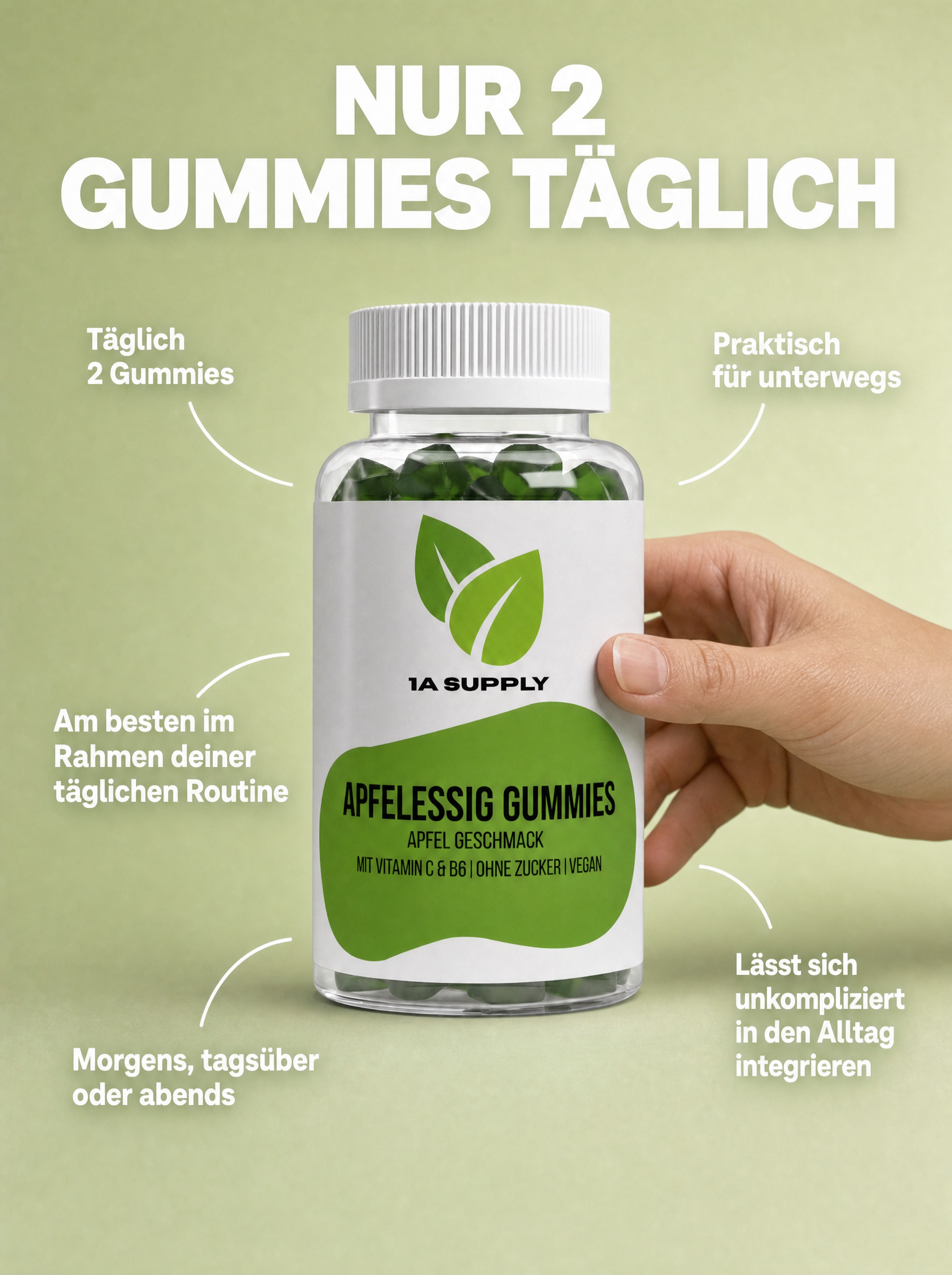 Apfelessig + C + B6 + Chrom Gummies